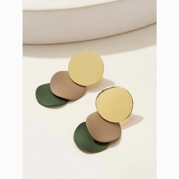 Milk + Tea Jewelry - Acrylic 3 Layered Disc Drop Statement Earrings